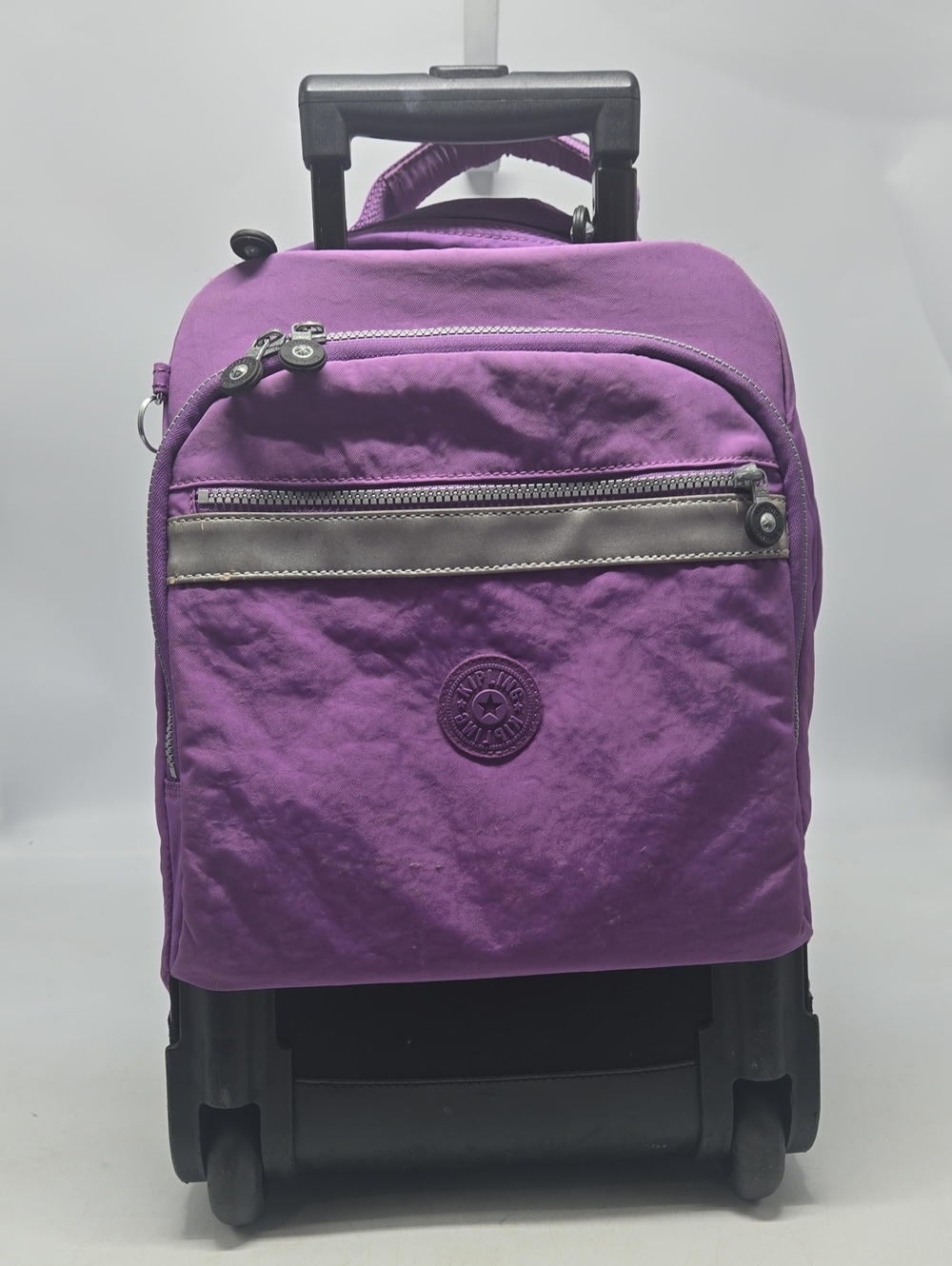 Kipling Purple Rolling Backpack  Compact Travel Bag